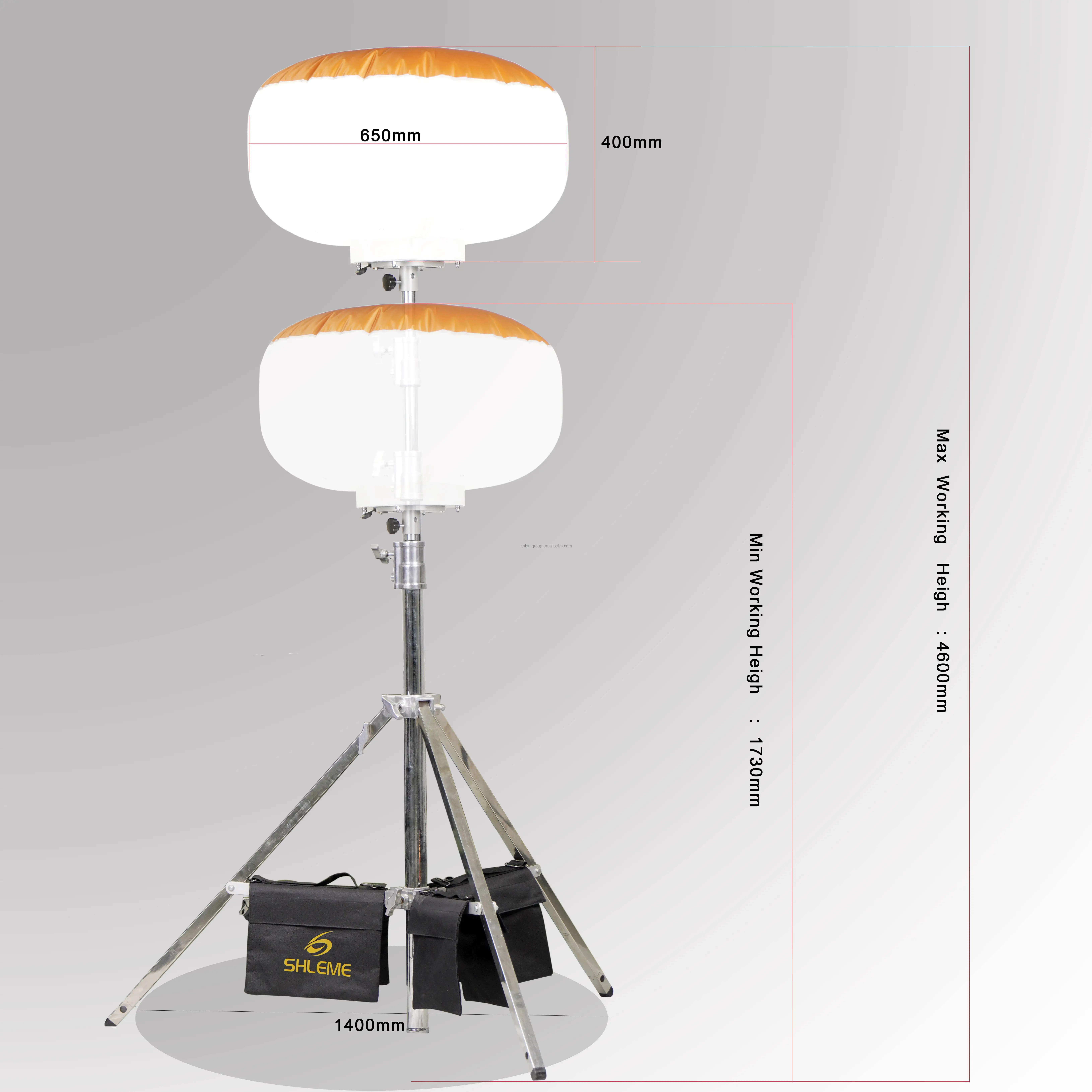 Compact Outdoor LED Eco-friendly 320W Tripod  Moon Balloon Tower Light for Camping Glare-free Lighting Remote Dimmable