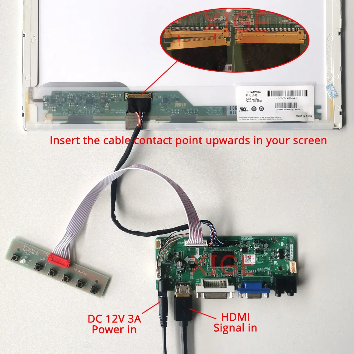 Drive Controller Board Fit LP125WH2-TL B125XW02 B125XW01 LP125WH2-SL 40Pin LVDS Laptop Screen 1366*768 1366x768 HDMI+DVI+VGA Kit