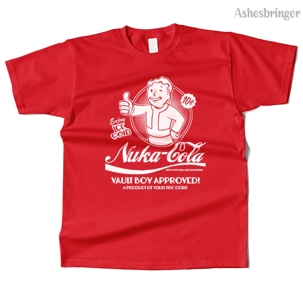 Camiseta masculina de algodão Nuka-Cola gráfica de alta qualidade estilo casual de rua para homens e mulheres