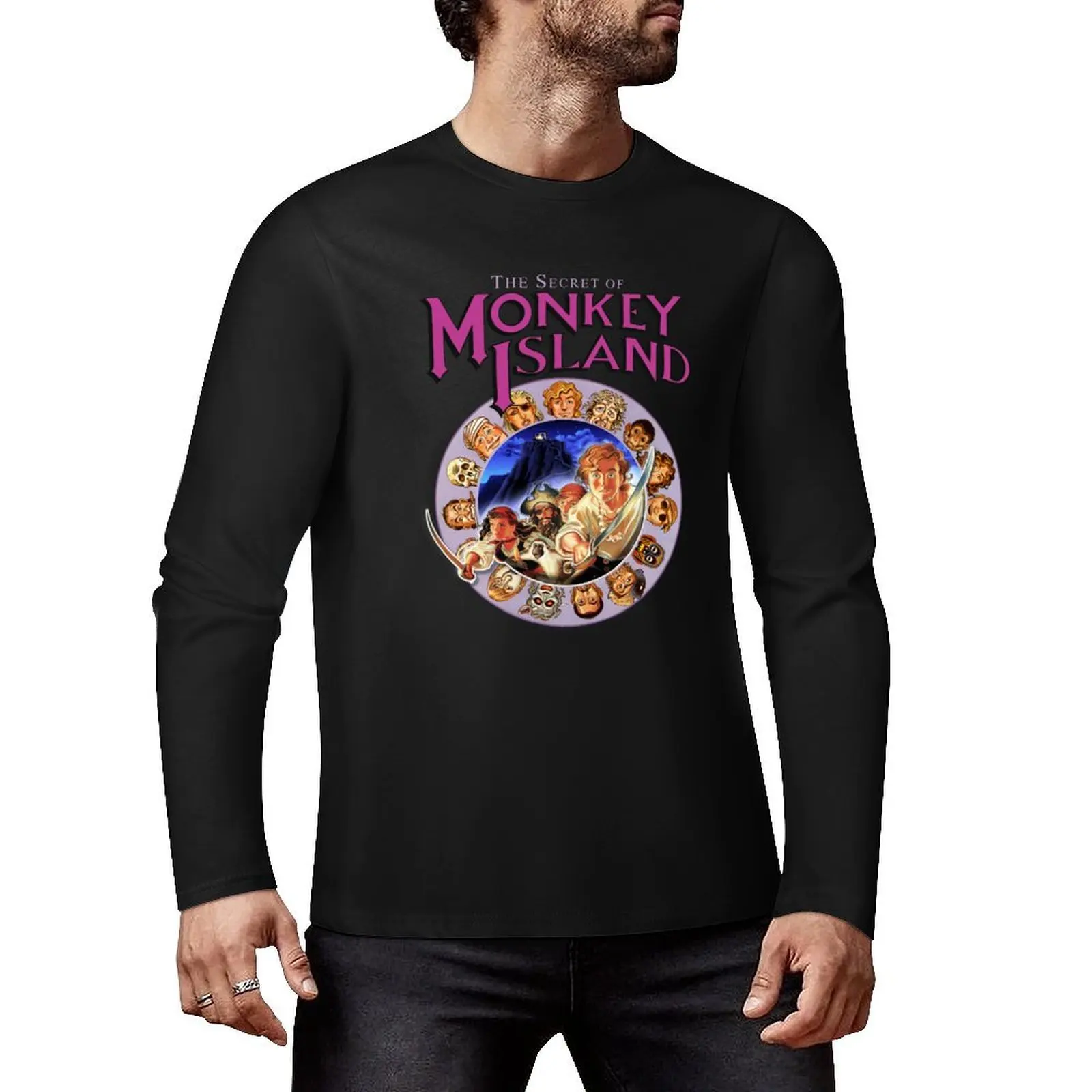 Secret of Monkey Island - Logo and Pirate Codewheel - Classic MS-DOS point and click graphic adventure game! Long T-Shirt