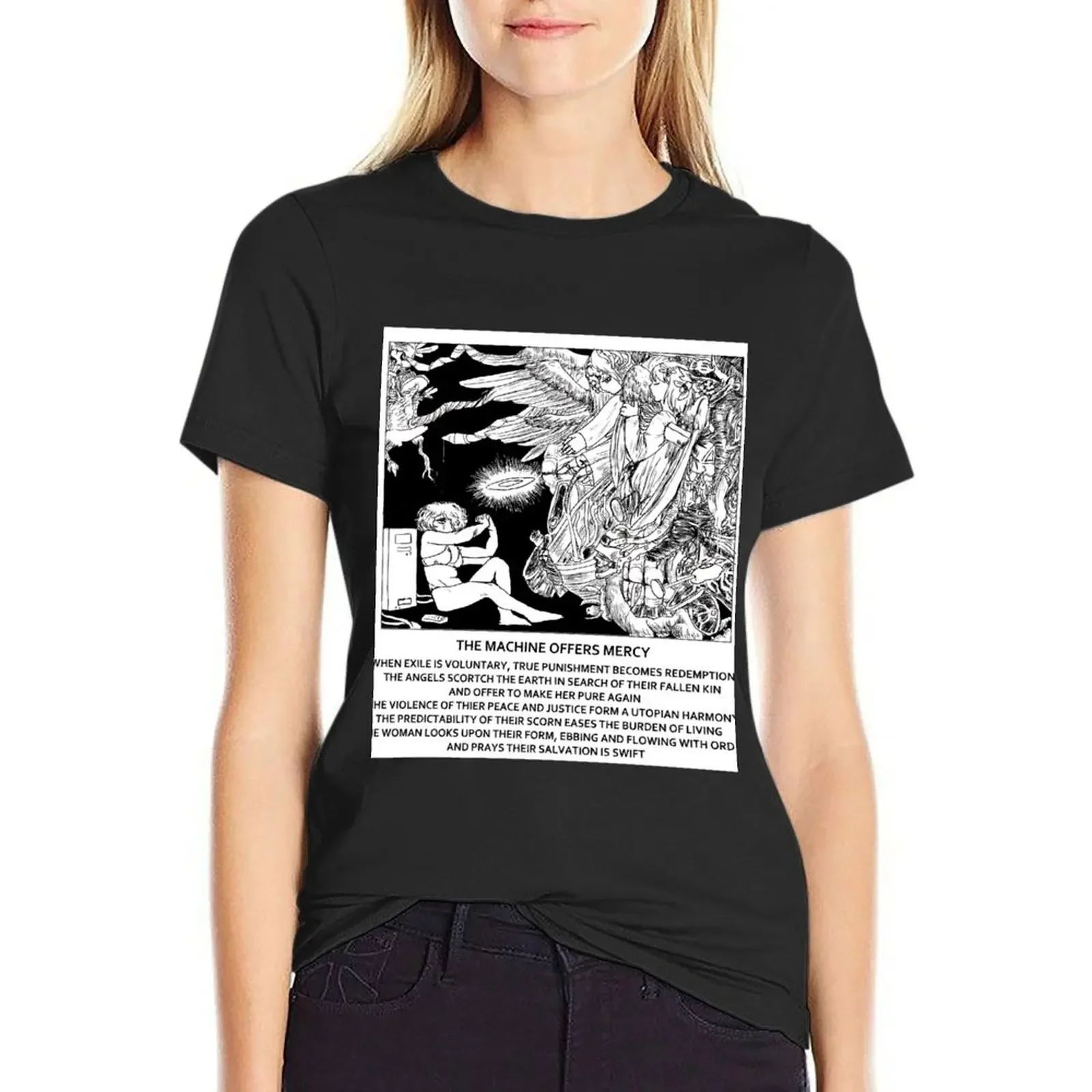 

Футболка THE MACHINE OFFERS MERCY, летняя одежда, милая одежда, простые футболки с аниме для женщин