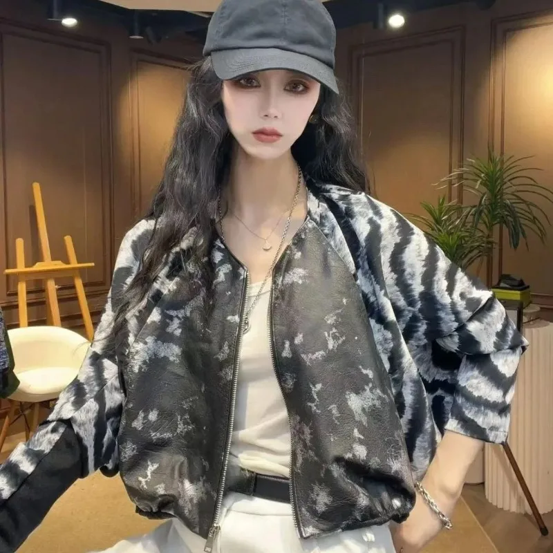 La nuova giacca corta ed elegante in vera pelle di pecora Twilight Zebra Spring Haining primaverile e autunnale è alla moda
