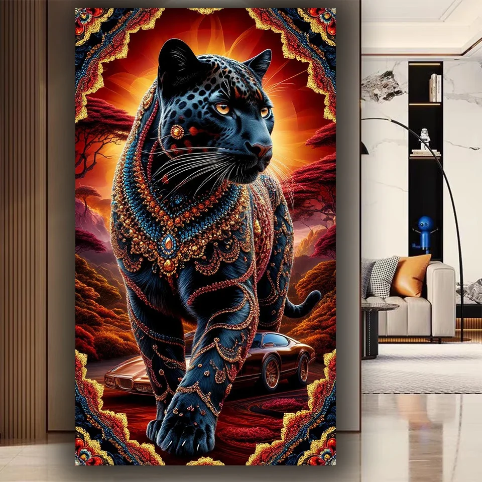 

Великолепная черная пантера, автомобильные алмазные художественные наборы, сделай сам, алмазная живопись, новинка 2025 года, полная квадратная круглая алмазная мозаика, животное для домашнего декора