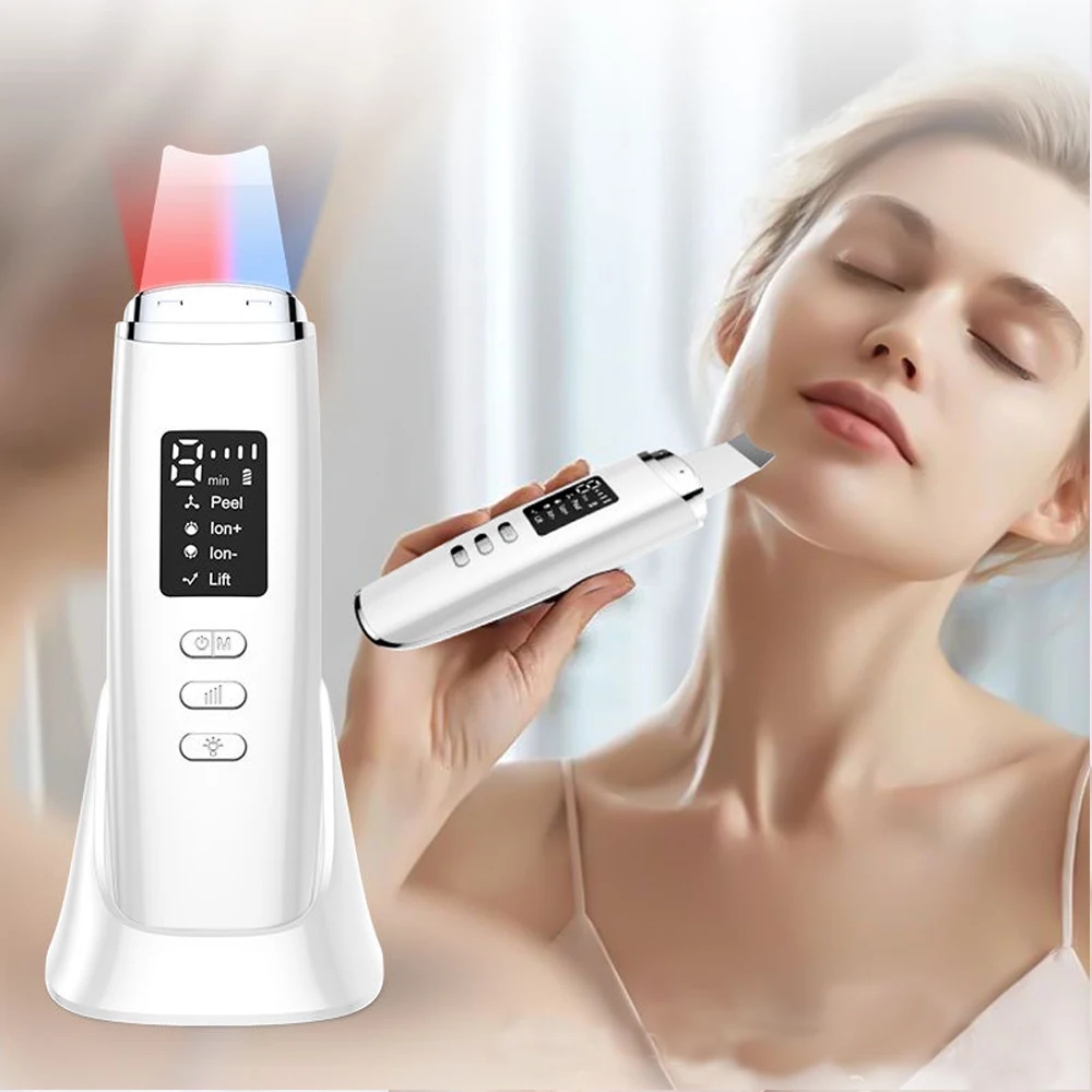 Épurateur de peau à ultrasons, dissolvant de points noirs, nettoyage en profondeur du visage, nettoyeur de pores à l'ions ultrasoniques, pelle pour le visage