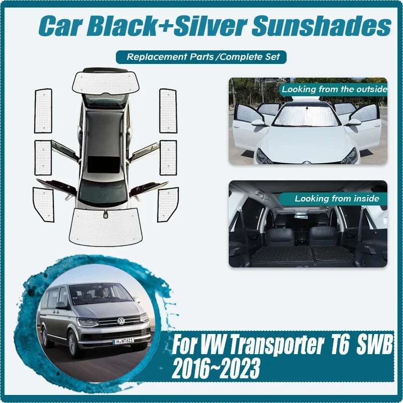 

Car Sunshades Cover For Volkswagen VW Transporter T6 SWB 2016~2023 Short Version Sunscreen Window Sunshade Pad Auto Accessories