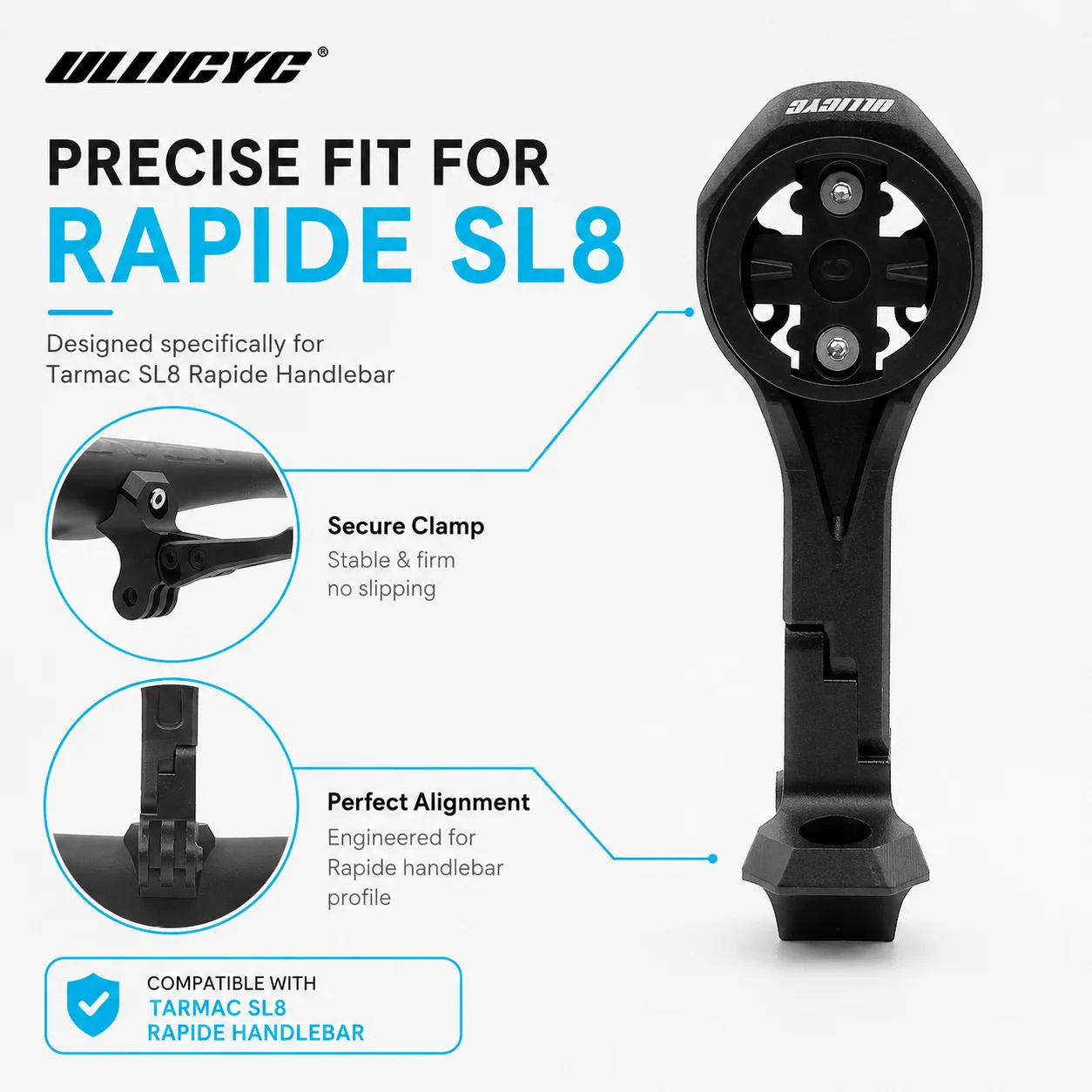 

ULLICYC For SL8 Rapide Integrated Handlebar Computer Mount Compatible With Gopro/GPS/Garmin/Bryton/Wahoo Aluminum Alloy