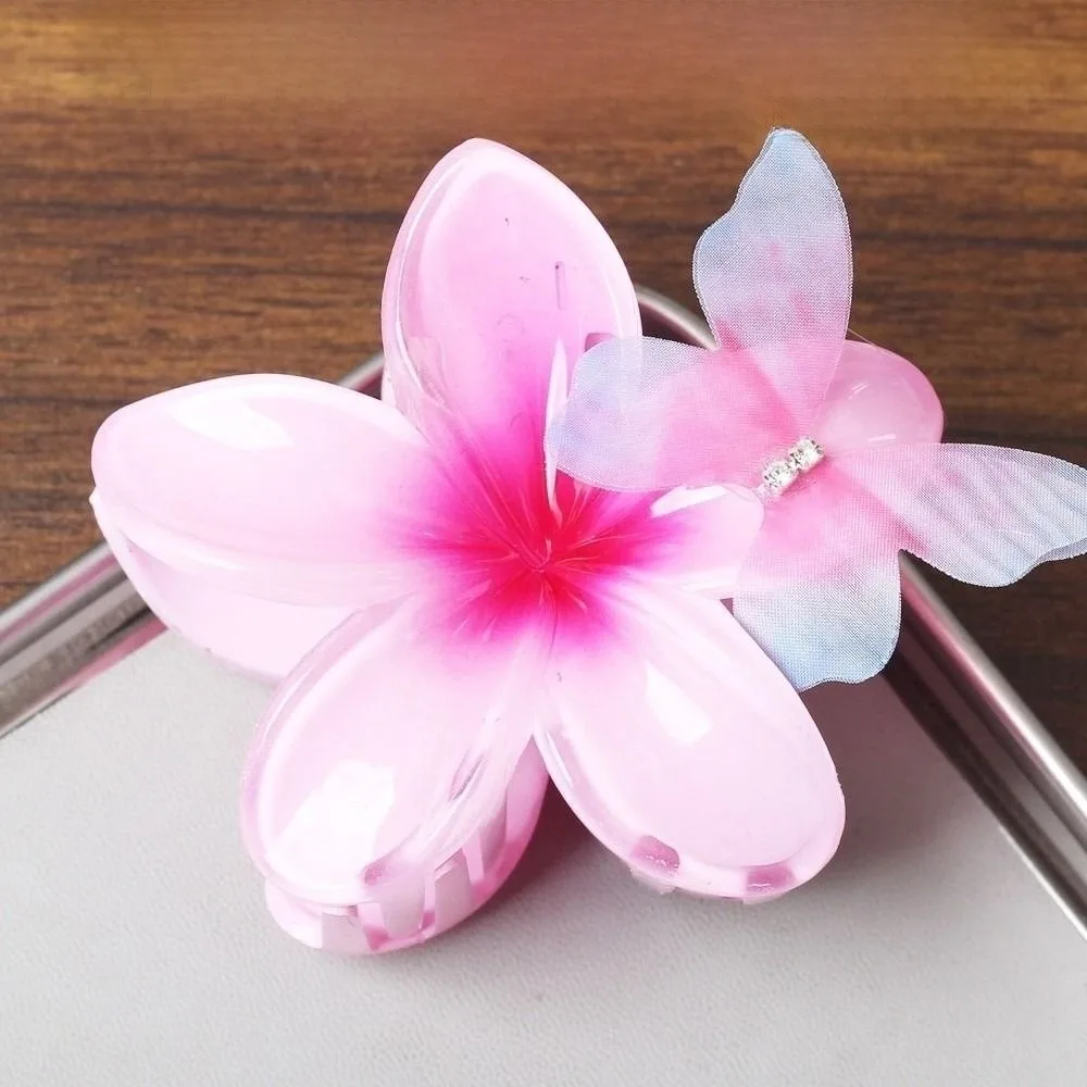 

Sweet Gradient Hawaiian Flower Hair Clips Egg Flower Hair Claws Acrylic Hair Clamp Headwear