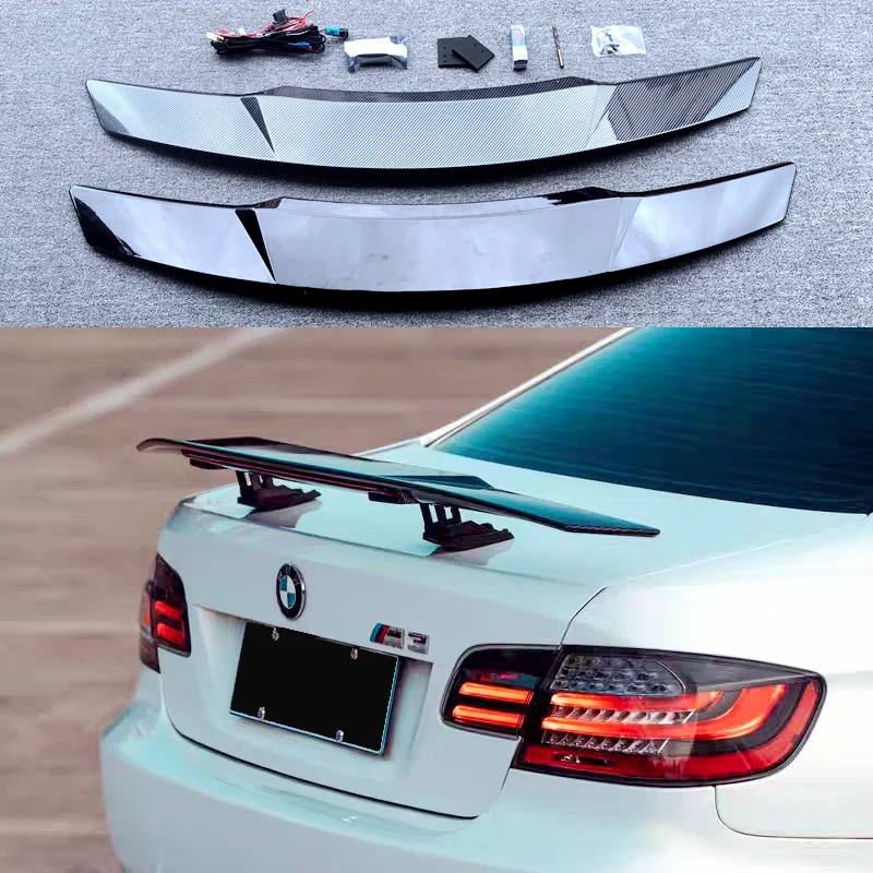 For Car Spoiler Electric lift Automatically Led Light Trunk Wing Lip ABS Carbon Fiber Car Modification For Hatchback & Sedan