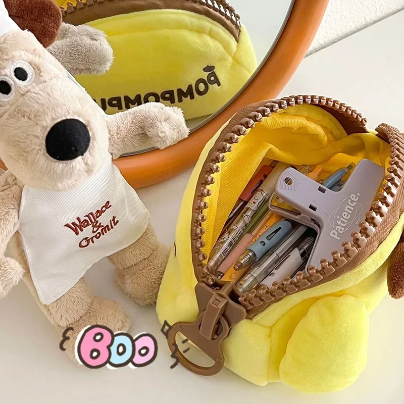 Kawaii Plush Large Capacity Cartoon Dog Plush Stationery Bag Portable Cosmetics Makeup Bag School Travel Storage Bag view 5