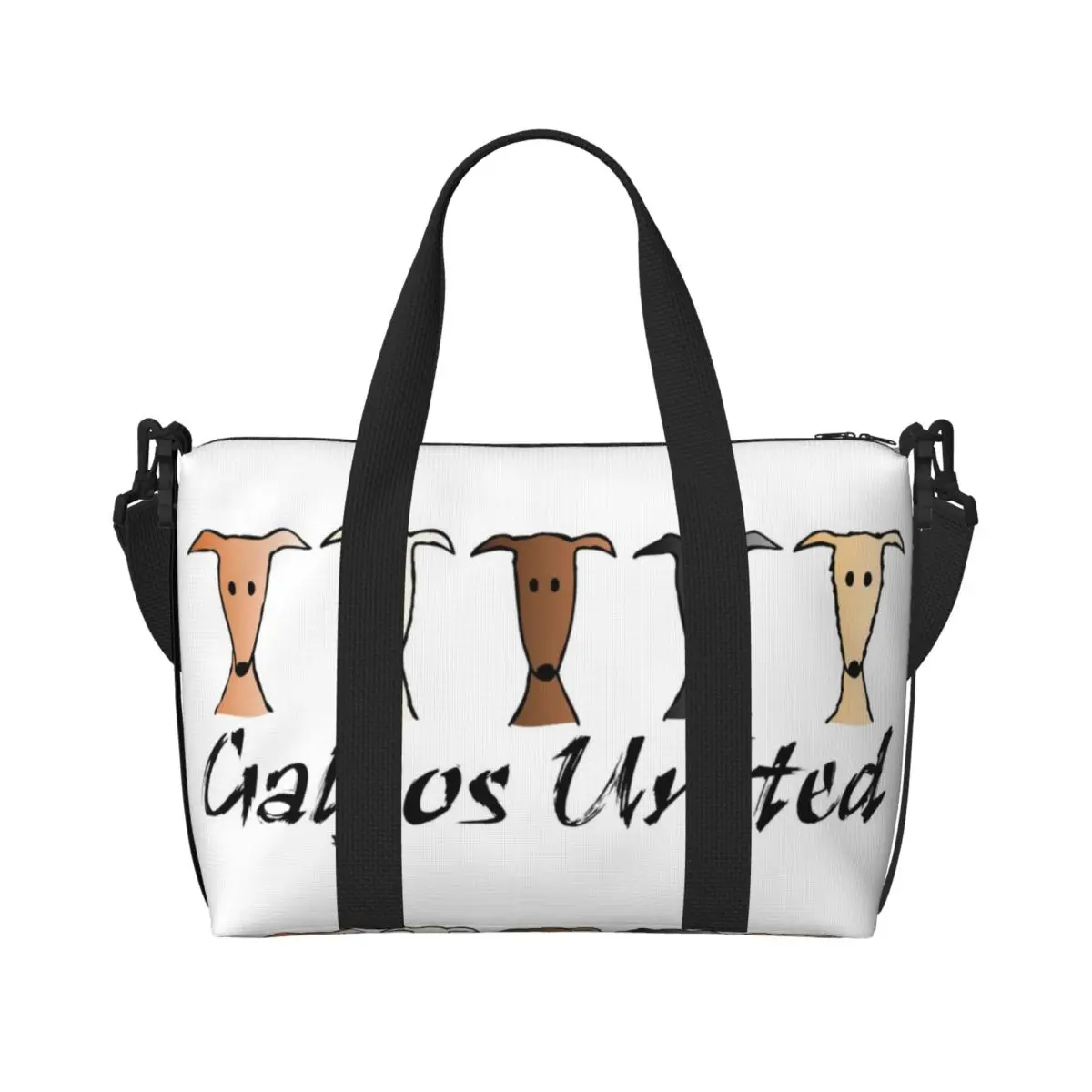 Custom Galgos United Greyhound Tote Bag Women Big Capacity Sighthound Whippet Dog Gym Beach Travel Bags