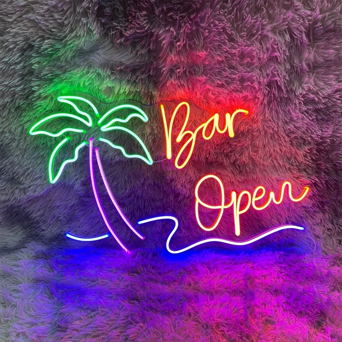 Custom Bar Neon Sign Beach Bar Open Neon Signs Bar Wall Decor Summer Neon Art Acrylic Night Lamp