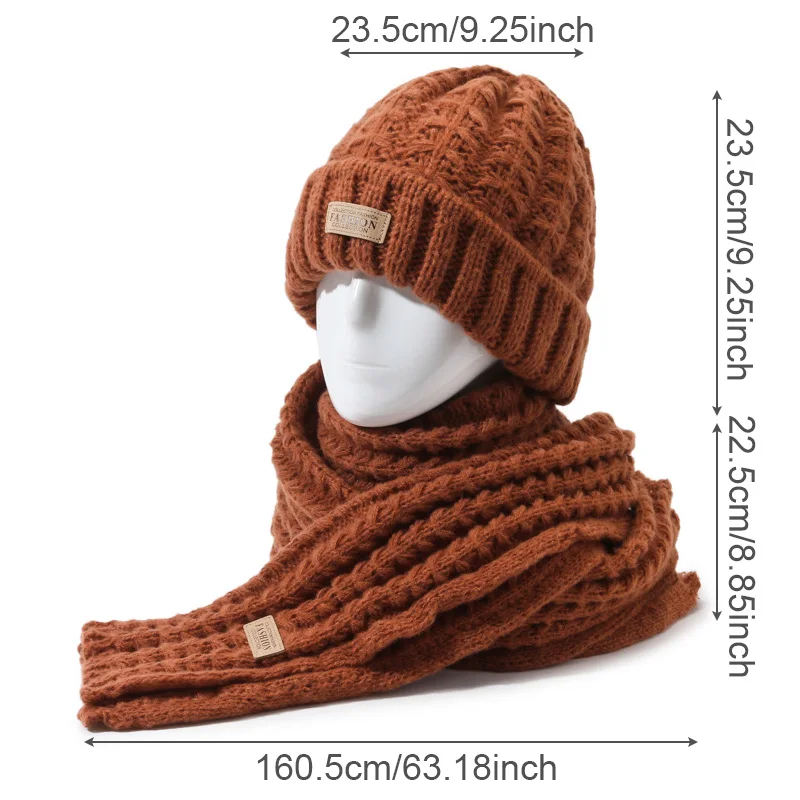 2 pçs chapéu de inverno cachecol conjunto feminino gorro de malha terno natal adolescente meninas boné orelhas quentes pescoço masculino gorros cachecol presente de ano novo