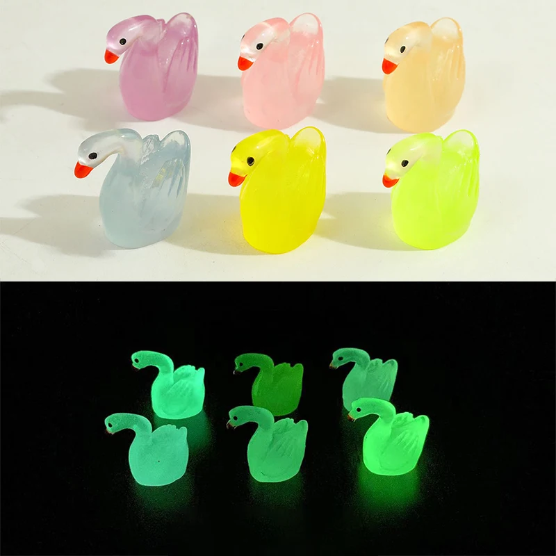 Mini figuritas de cisne brillantes de dibujos animados, accesorios de decoración de Interior de coche, regalos, lindos y creativos