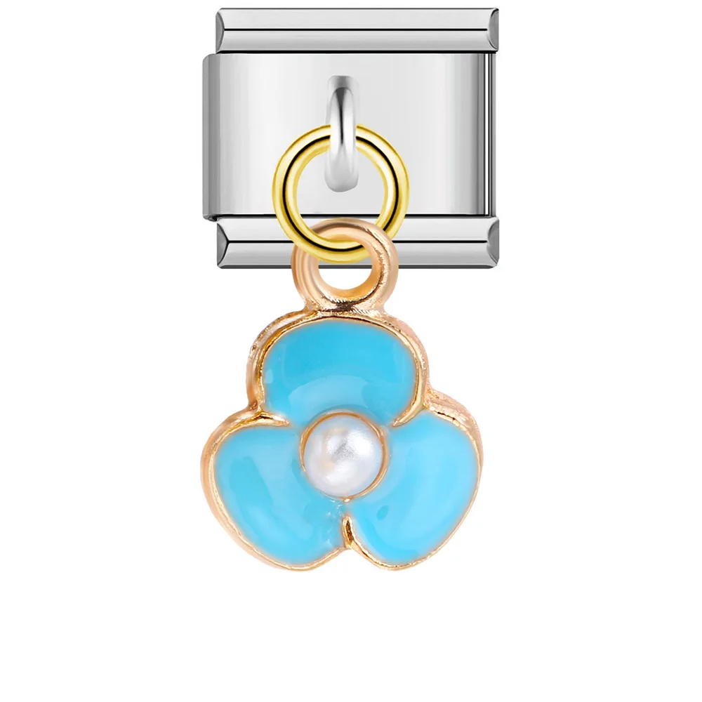 1 Stück Versilberter Bunter Niedlicher Blumenanhänger für Italienisches Gliederarmband, Passend für 9mm Edelstahl-Schmuck, DIY-Herstellung – Detail 5