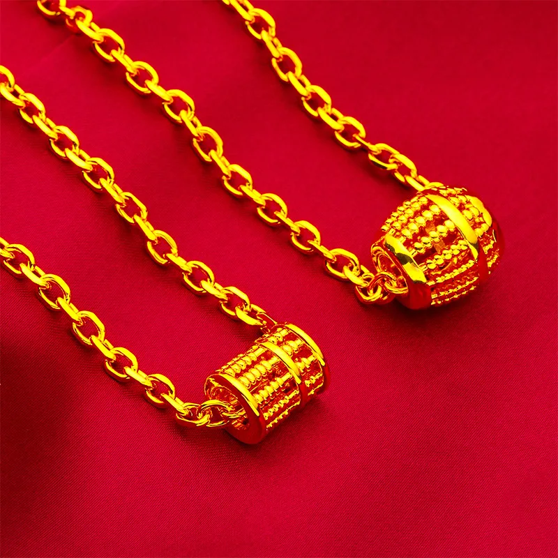 

Flat Chain Abacus Pendant Necklace Women's 24K Gold AU999 - Flat chain, fortune abacus, soft texture, for daily & office wear