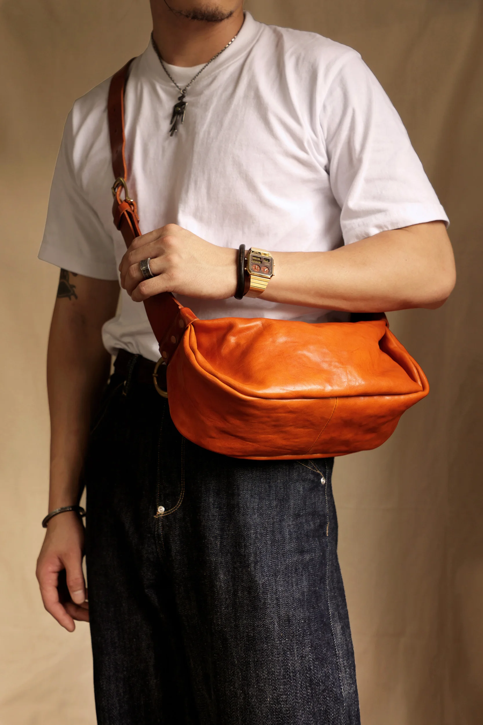 Simple casual first layer cowhide men's chest bag fashion outdoor daily travel luxury natural soft genuine leather crossbody bag