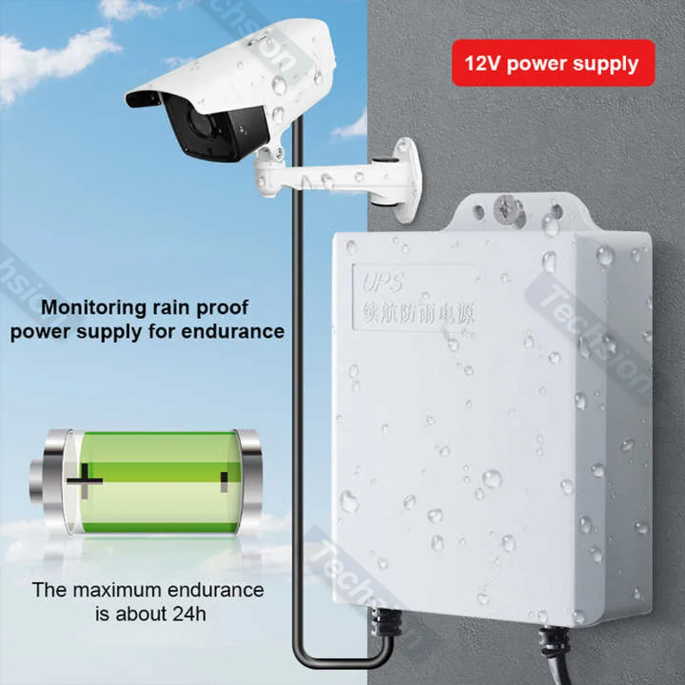 Alimentation de Surveillance UPS extérieure sans batterie, adaptateur étanche CCTV 12V2A, système de renouvellement de panne de courant de caméra IP