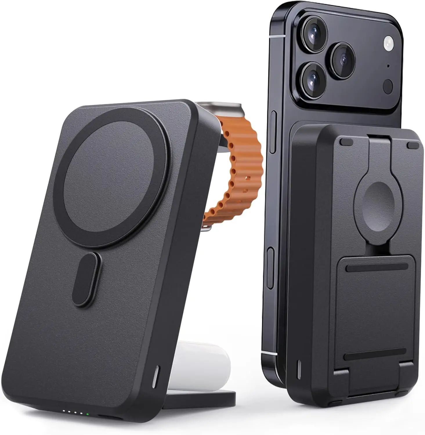 

3-in-1 Portable Charger, 10000mAh Foldable Power Bank with Fast & Wireless Charging for iPhone, iWatch, AirPods