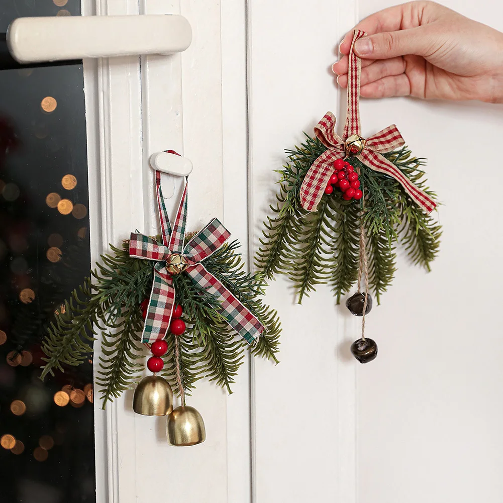 

Christmas Bells Pine Leaves Bows Doors Wall Hanging Decor Wind Chimes Christmas Tree Ornaments Holiday Parties Scene Arrangement