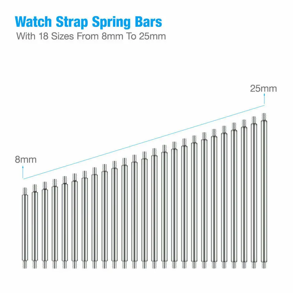 ステンレス製の取り外し可能なペンチ,スプリングバー,ストラップリンク,修理ツールキット,360個,8〜25mm