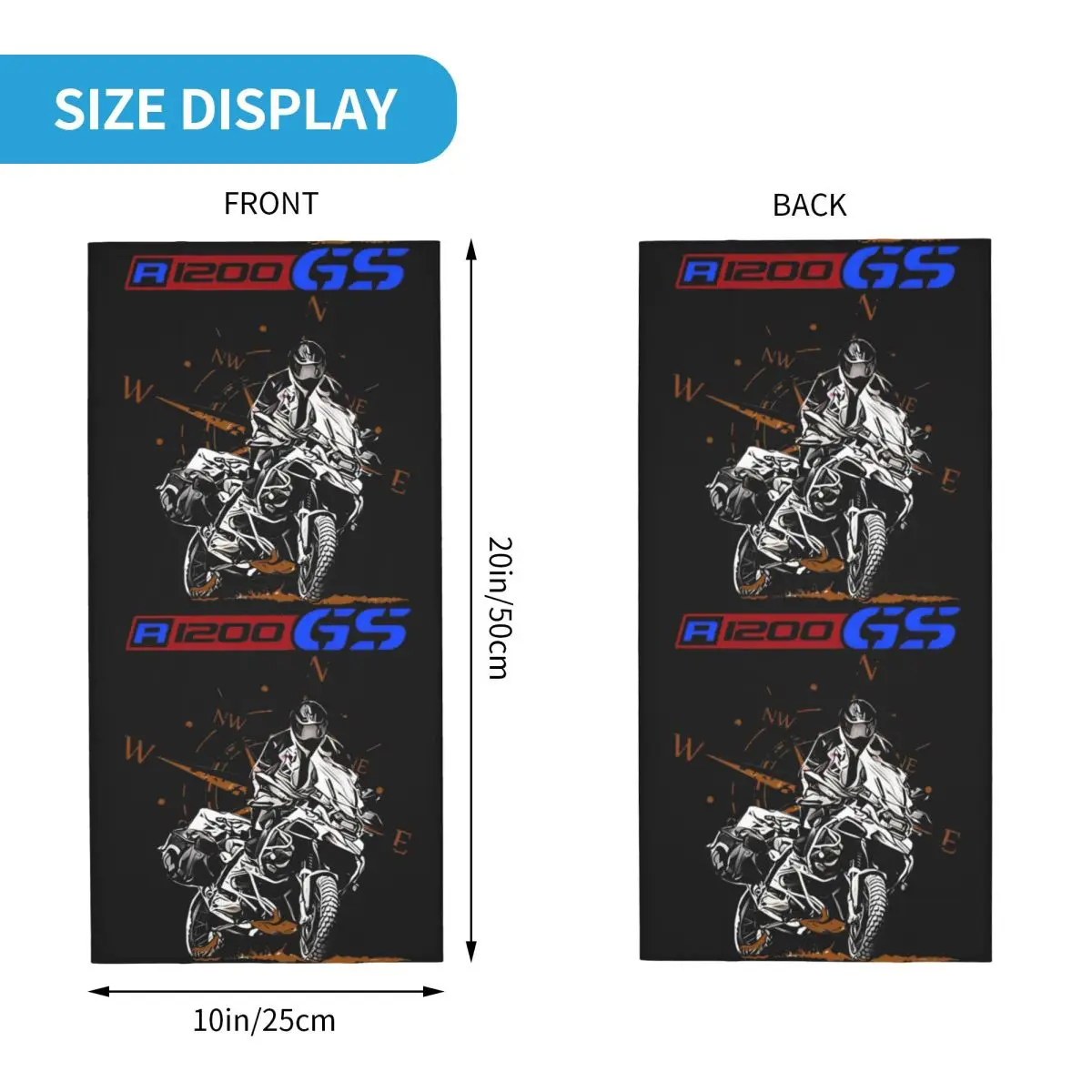 R1200 GS Adventure Bandana Neck Gaiter Printed Motorcycle Racing Wrap Scarf Warm Headwear Riding for Men Women Adult Washable