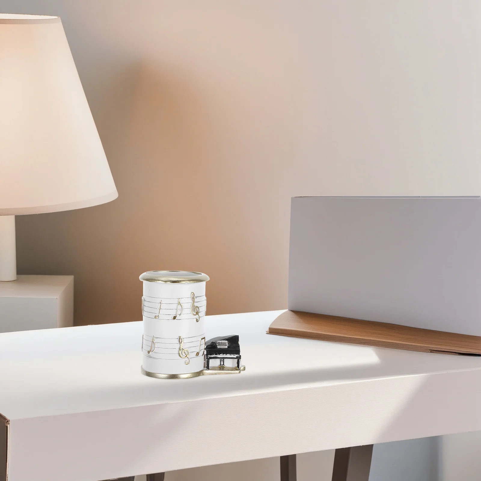 1 قطعة ملاحظة الموسيقى البيانو الراتنج حامل قلم فرشاة للمكياج الحاويات ل مكتب المنظم تخزين الحرفية ملحقات ديكور المنزل #6