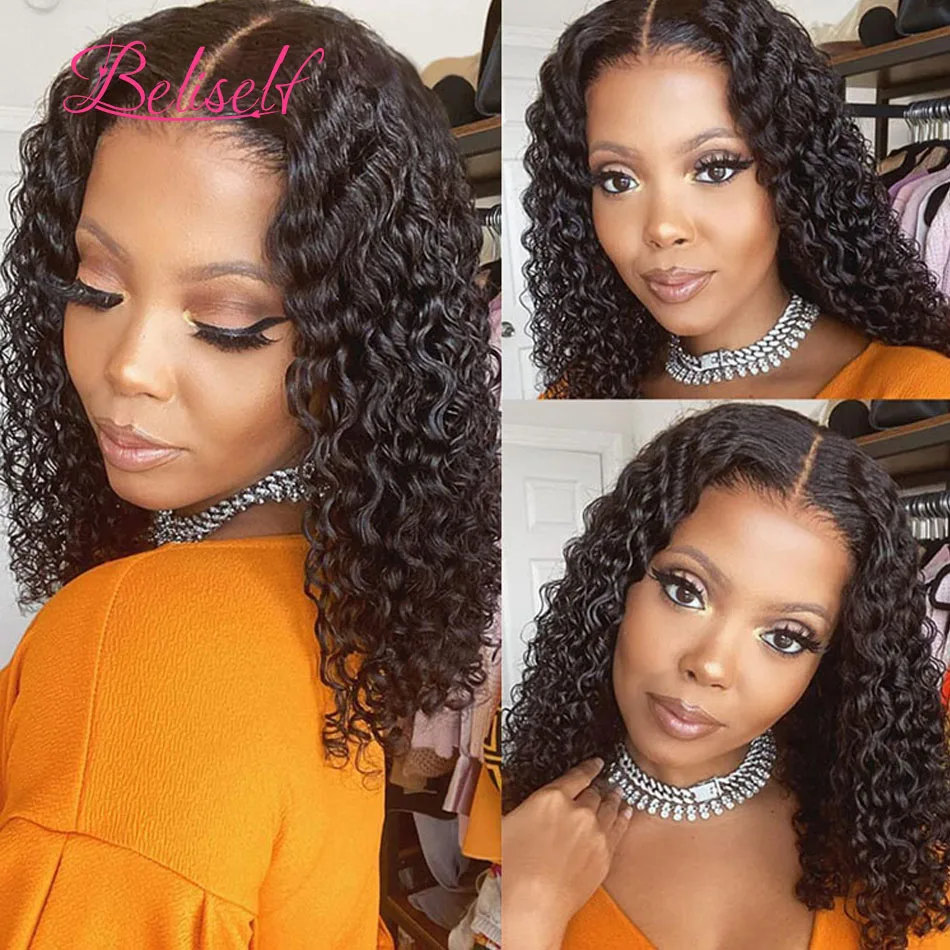 Beliself Water Wave Lace Front Wig 4x4 5x5 HD Lace Closure Wig Pre Plucked Human Hair Wig Ready to Go