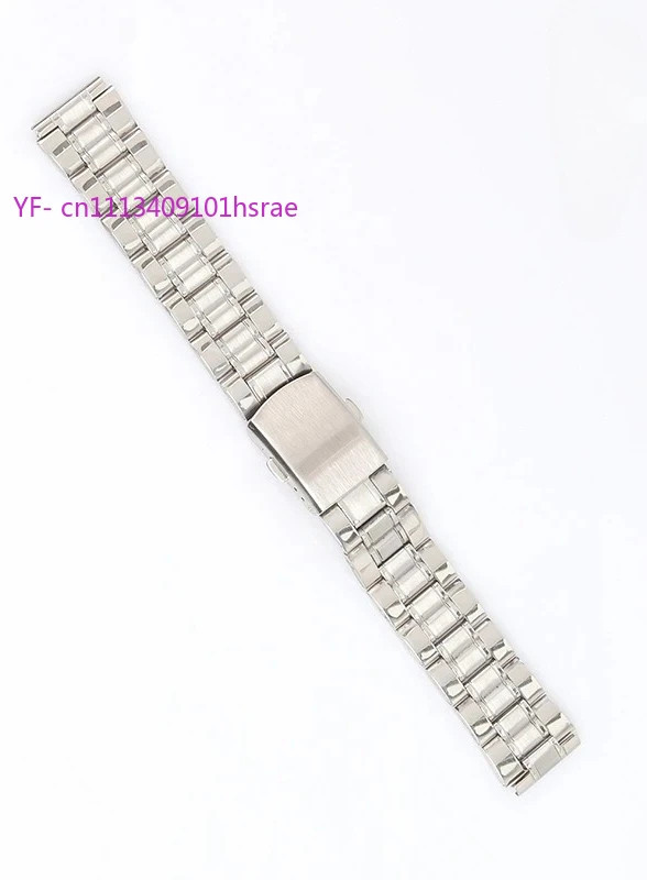 Stainless Steel Watch Band Double Push-Button Clasp Universal Flat End Metal Bracelet for Men Women 18mm 20mm 22mm