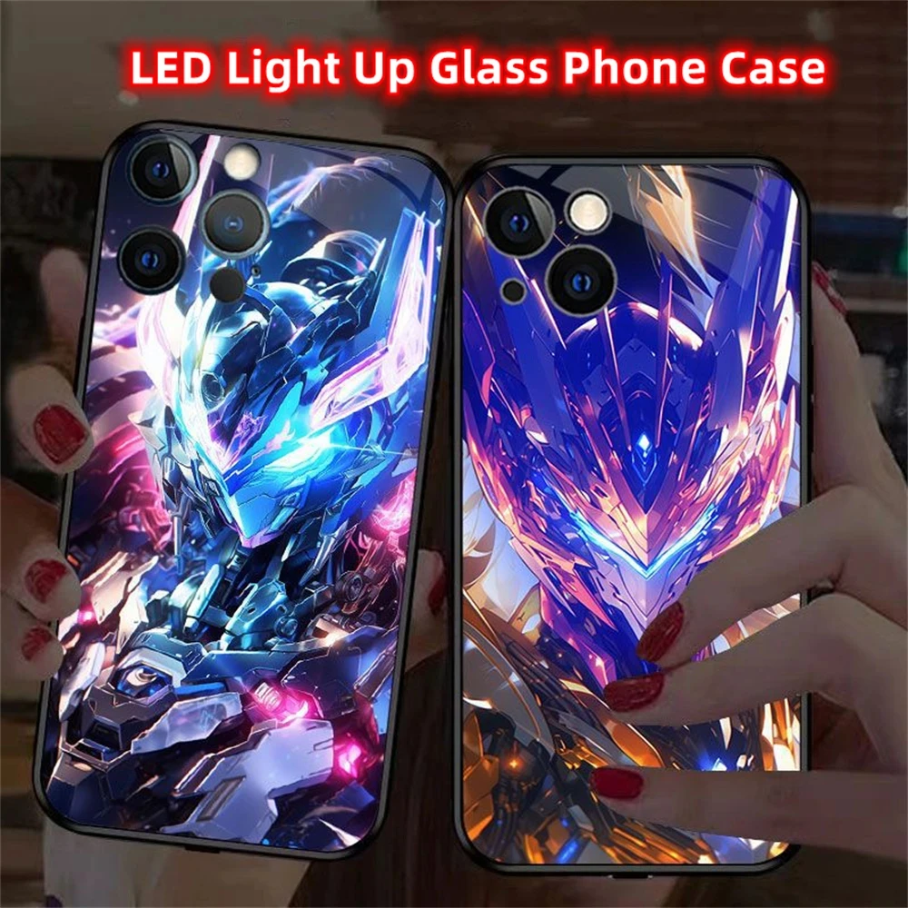 

2024 Luxury Super Fighter Smart Voice Controlled LED Light Phone Case For Samsung S24 S23 S22 S21 S20 FE Note 20 Plus Ultra A54