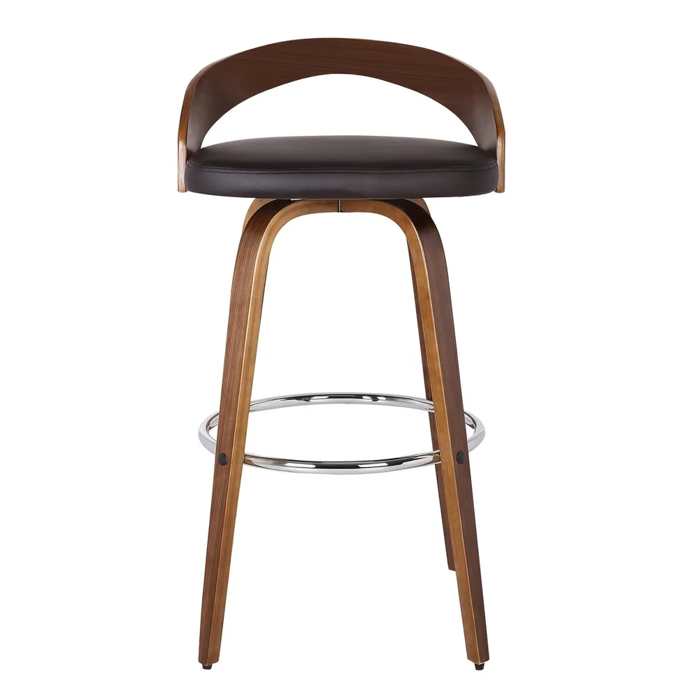 Taburete giratorio de piel sintética con Base de madera, rotación de 360 grados, asientos cómodos, cocina, Bar, comedor