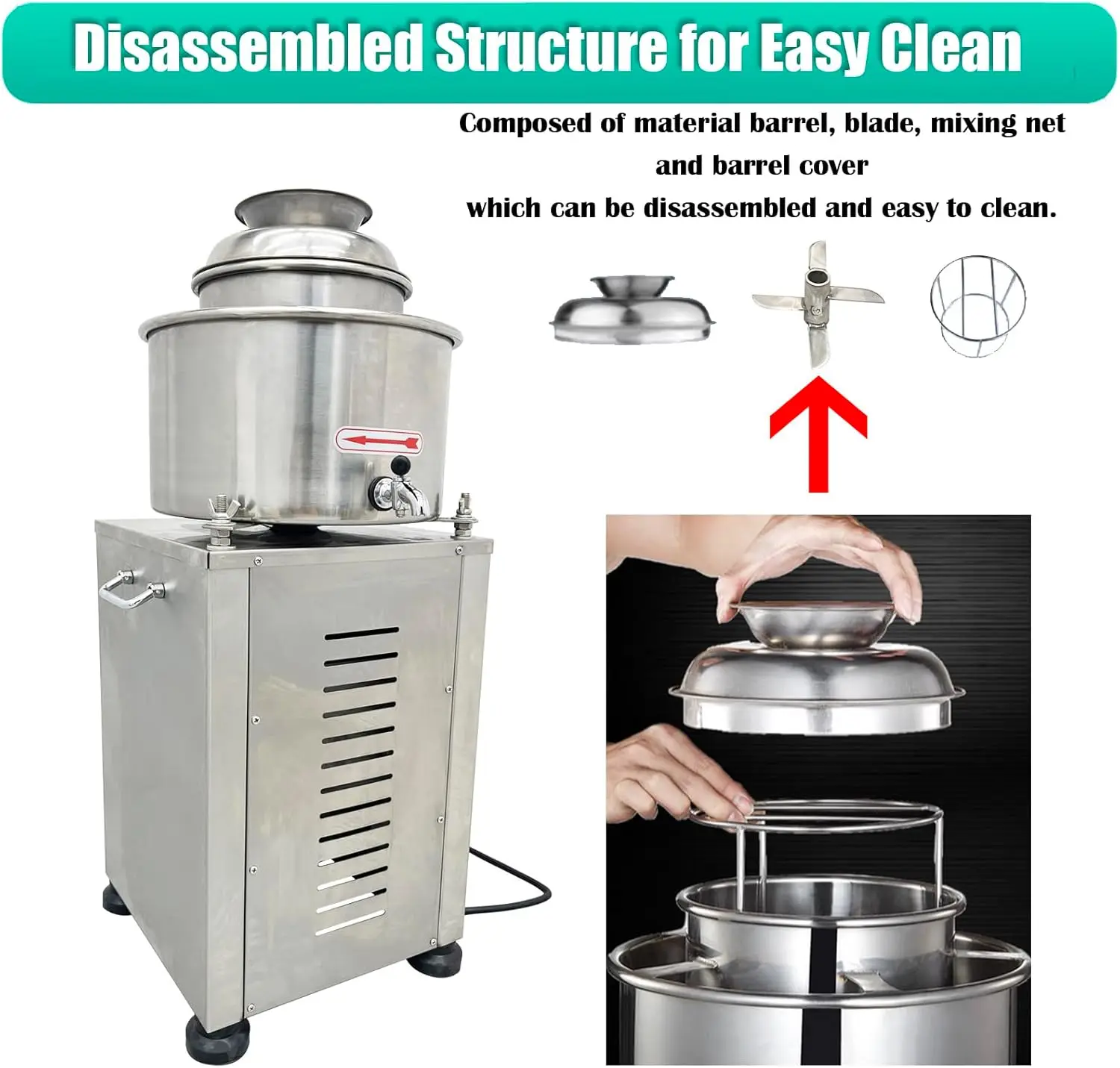 Commercial Meatball Beater Machine 30A Breaker Stainless Steel Meat Puree Making Machine Meat Food Fish Processor