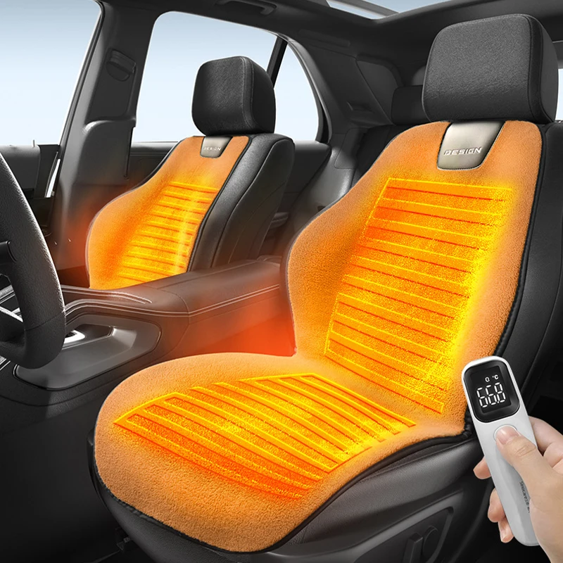 

Smart Heated Car Seat Cover Winter Front Seat Electric Heating Pad Cashmere-like Fabric 12V Car Seat Warmer Universal Adjustable