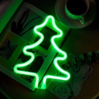 1 Piece, Green Christmas Tree Neon Light, USB or 3*Aa Battery Powered, with Hook, Suitable for Christmas Decoration, Garden Landscaping, Holiday Gift, Daily Lighting (Battery Not Included)