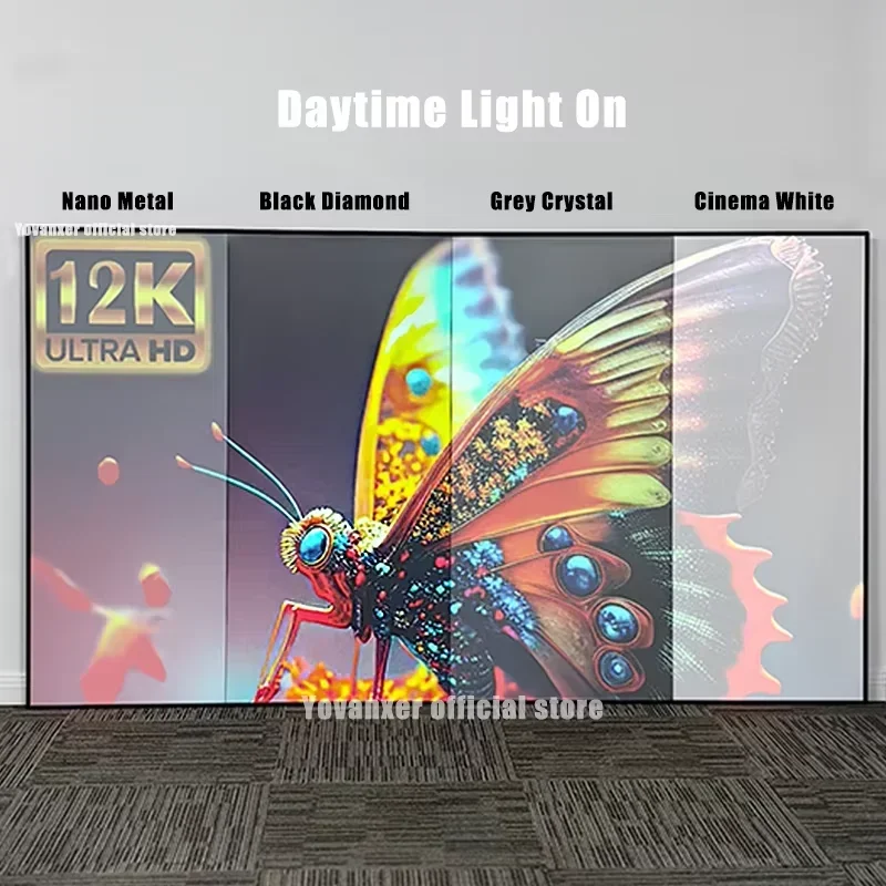2025 ALR ブラックダイヤモンド固定フレームプロジェクションスクリーン 1CM超狭額縁アンビエントライトリジェクティング 4K 8K 3D HD ノーマルプロジェクター