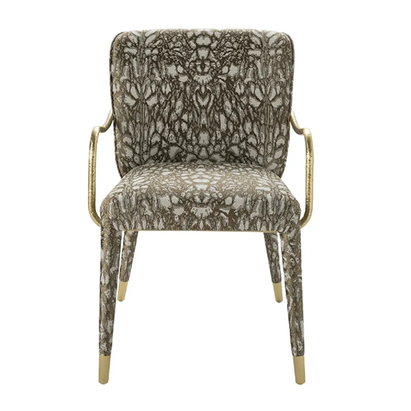 

Light luxury pure copper dining with armrests Modern high-end designer villa model room Home art single