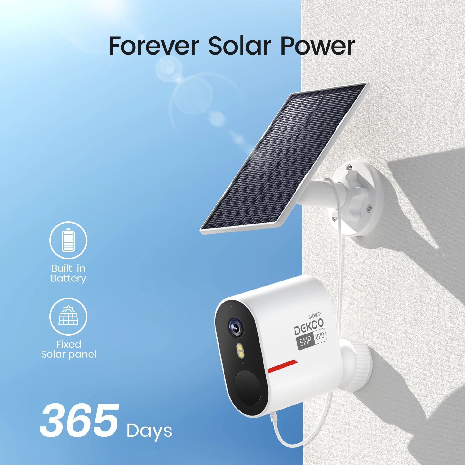 Dekco 5MP Solar Camera System Wireless 4 Cam Kit Outdoor WiFi Security Solar Camera Set Color Night Vision 2-Way Talk CCTV Cam