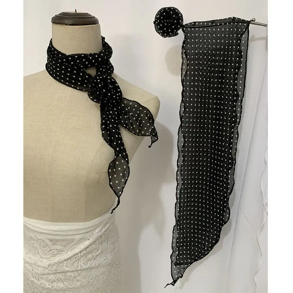 

Fashion Rose Flower Long Satin Scarf Soft Kerchief Chiffon Neckerchief Pure Color Collar Decoration Chiffon Scarves