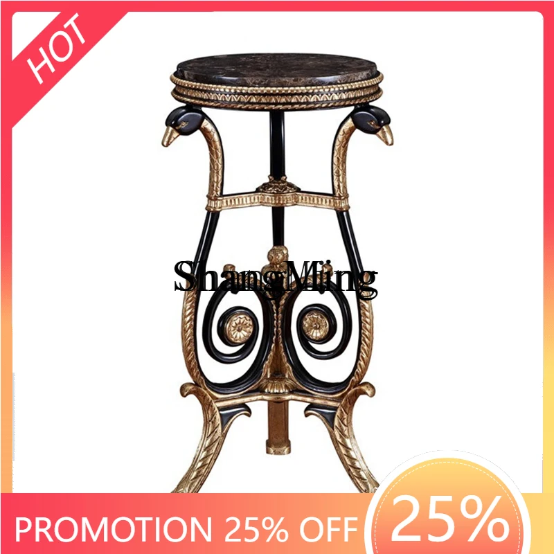 

Элегантная треугольная подставка для цветов в виде лебедя из мрамора с отделкой под старинное золото