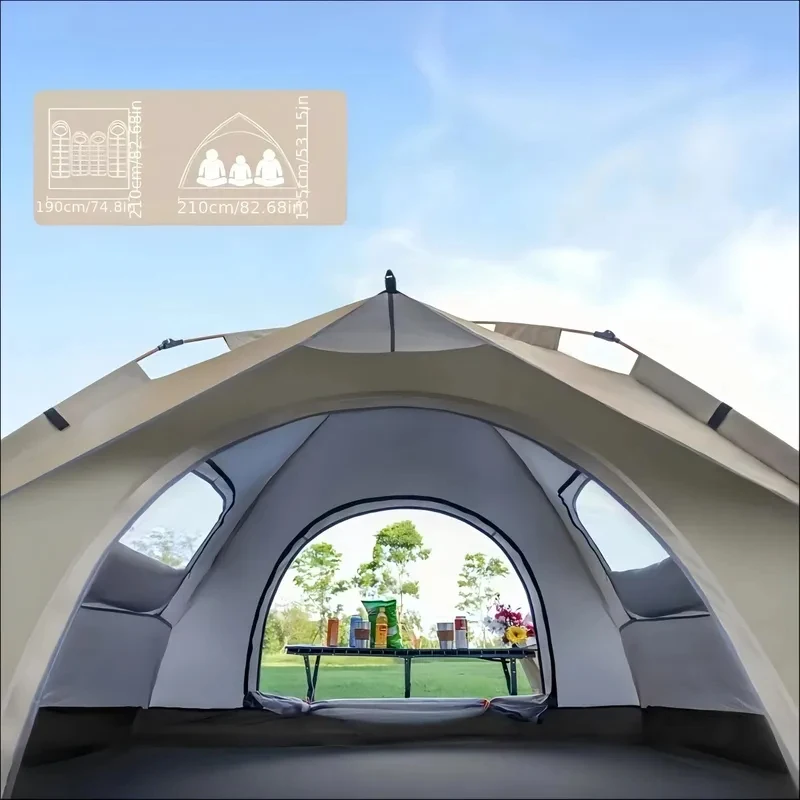 Silver Compact Auto Tent 60 Second Quick Setup All Weather Portable Sunshade Tent 3-4 People
