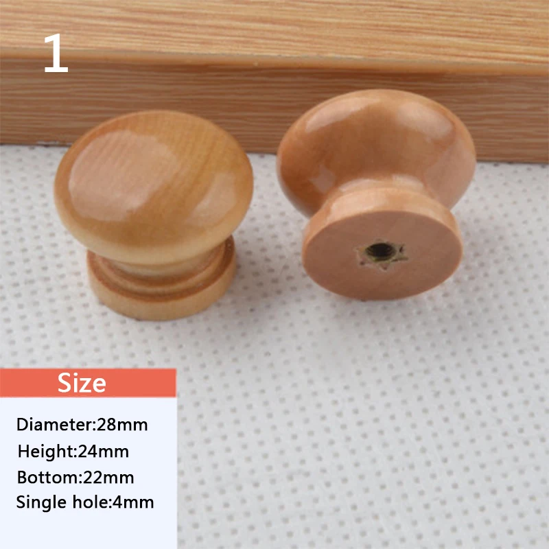 1Pcs Wood Furniture Handles Cabinet Drawer Wardrobe Knobs Wooden Kitchen Door Pulls Furniture Hardware