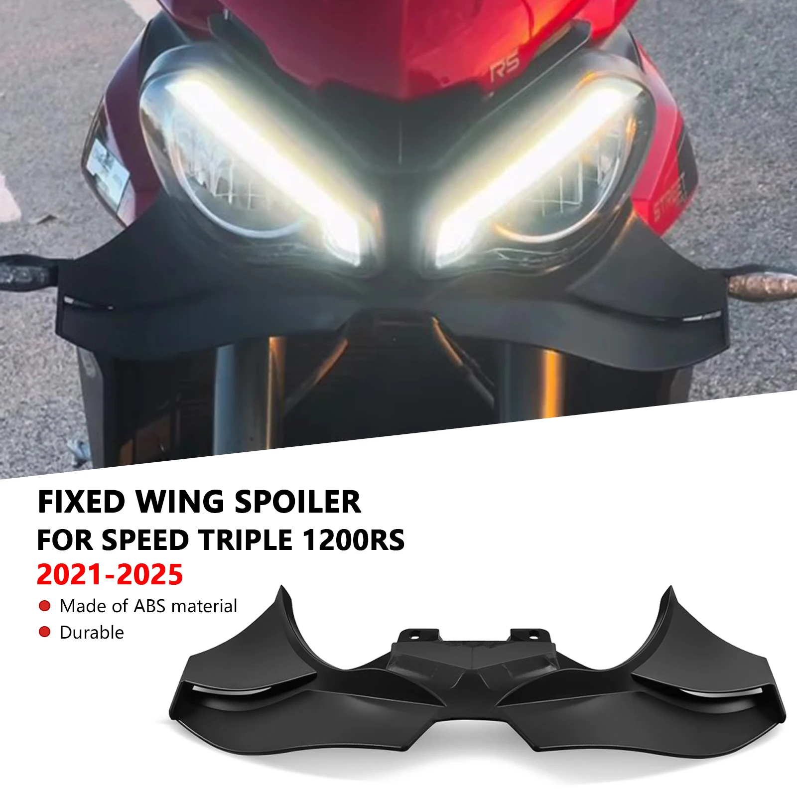 

Для Speed Triple 1200RS 1200 RS 2021 2022 2023 2024 2025 ФИКСИРОВАННОЕ крыло Мотоциклетные крылышки Обтекатель передней губы Спойлер Ветрокрыло