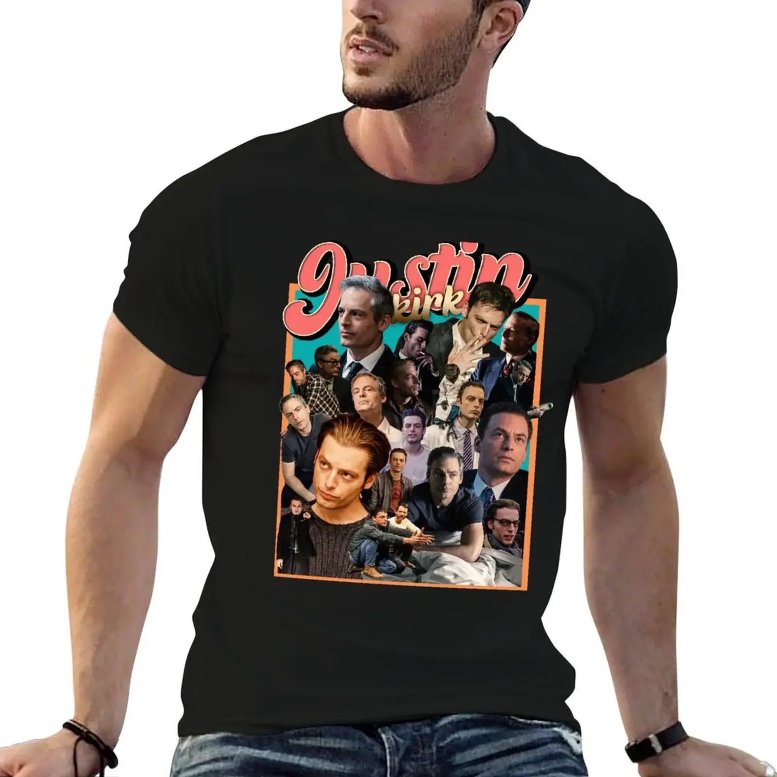 

Justin Kirk. T-Shirt summer top luxury t-shirt funny meme t-shirts anime mens workout shirts