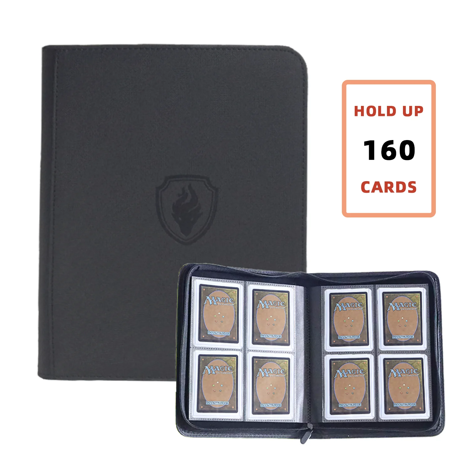 Houdt 160 kaarten vast | Ruilkaartbinder voor 3"×4" kaarten |   Dubbelzijdig album met 4 zakken | PU lederen ritsmap voor TCG/sportkaarten