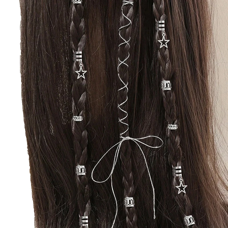 Anneau de Cheveux en Métal Amissié, Accessoires de Coiffure, Bijoux pour Tresses, Serrures d'Effroi, Décor de Tressage, 36 Pièces