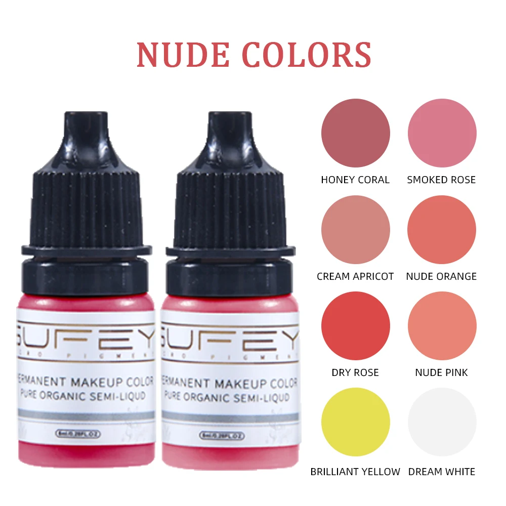 

5ml Tattoo Ink Nano Pigment 8 Colors for Semi Permanent MakeUp Tint Eyebrow Eyeliner Lips Beauty Microblading Pigments