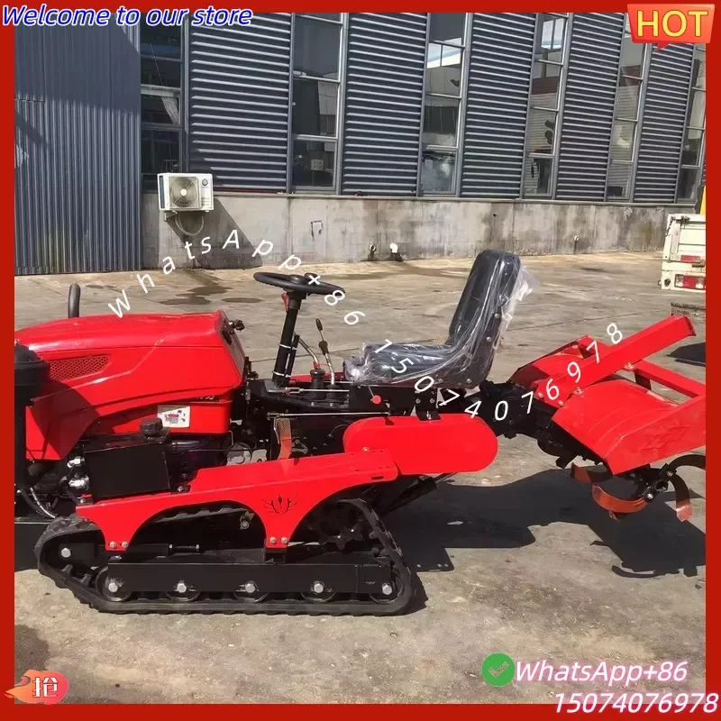 2026 Small Horsepower Crawler Tractor - Multi-functional Rotary Tiller for Dry Land Weeding, Trenching and Backfilling