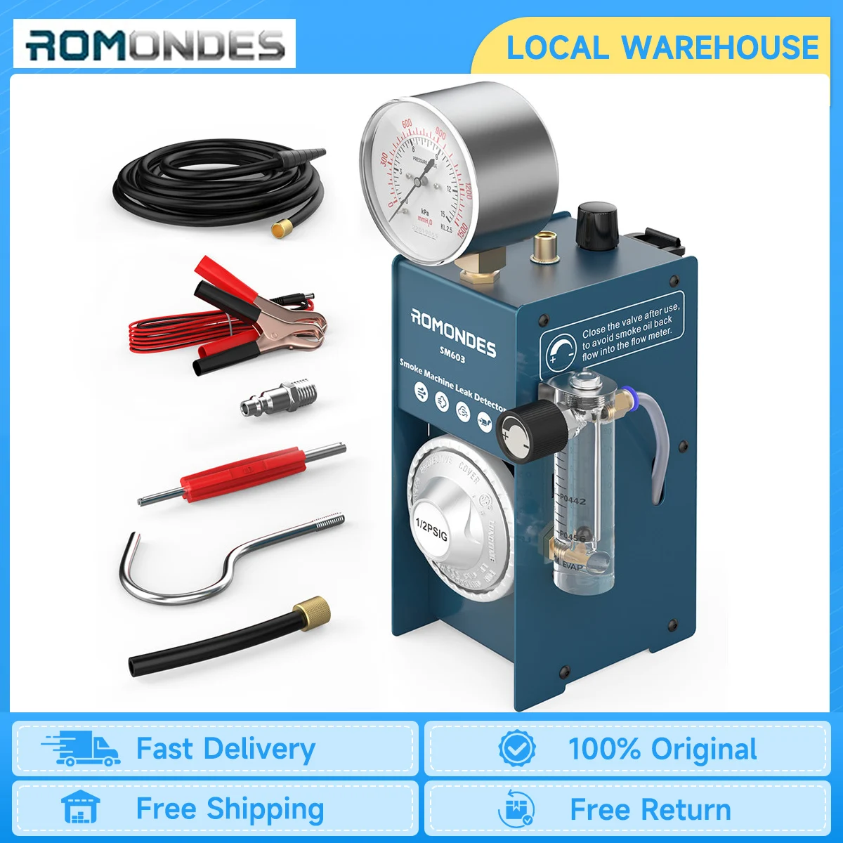 

Romondes SM603 Car Smoke Leak Detector Automotive EVAP Leak Gas Leakage Locator Oil Pipe Diagnostic Tool smoke generator for car