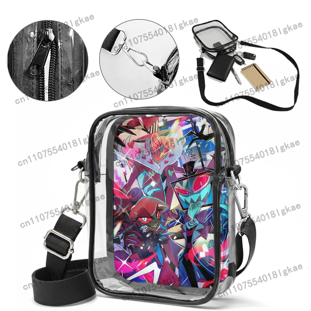 Vox Hazbins Hotel Transparent lunch bag, crossbody bag with shoulder straps transparent lunch bag for women and men Wh