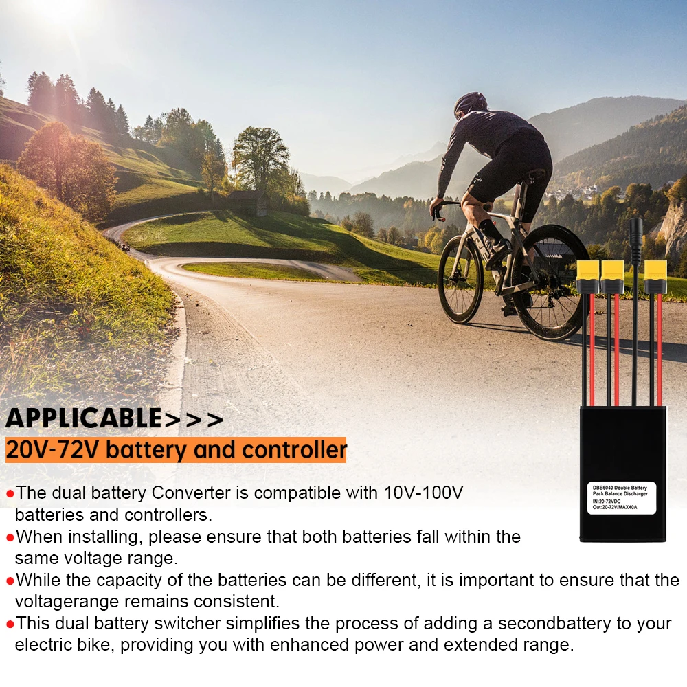 Electric Bicycle Battery Connection Adapter 20-72V Discharge Converter Ebike Module - 20A/30A/40A Balanced Discharge for E-Bike