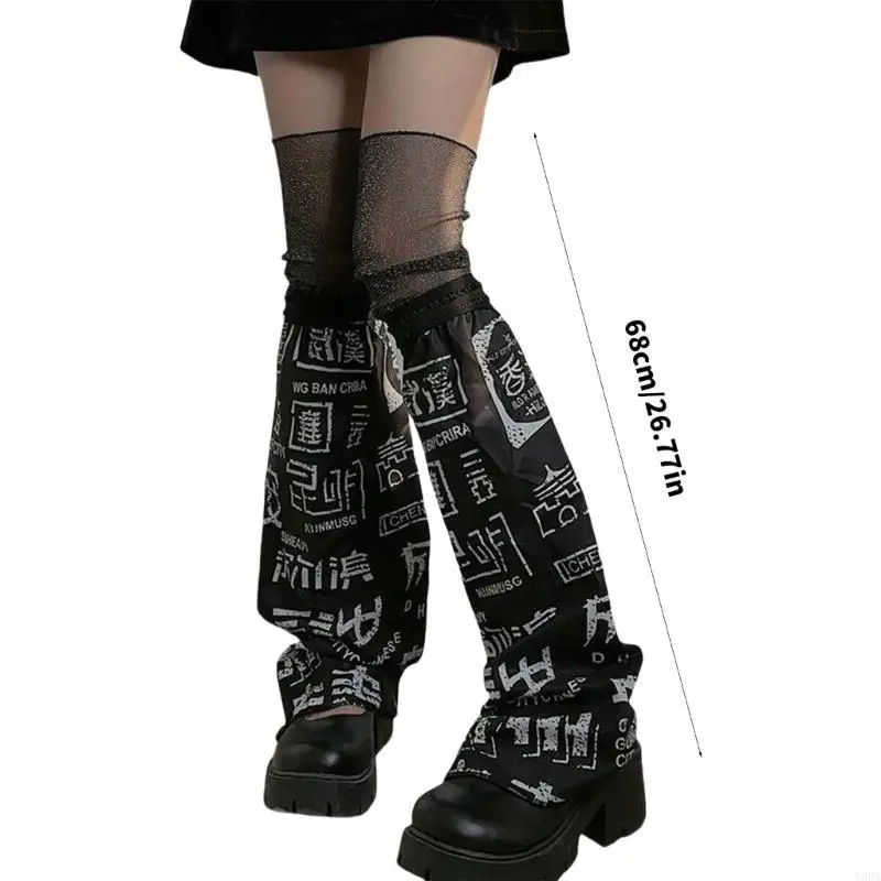 

Y88a Женщины расклеили длинные носки носки субкультуры ноги Harajuku Punk Boot модные мешковатые манжеты голеностоп
